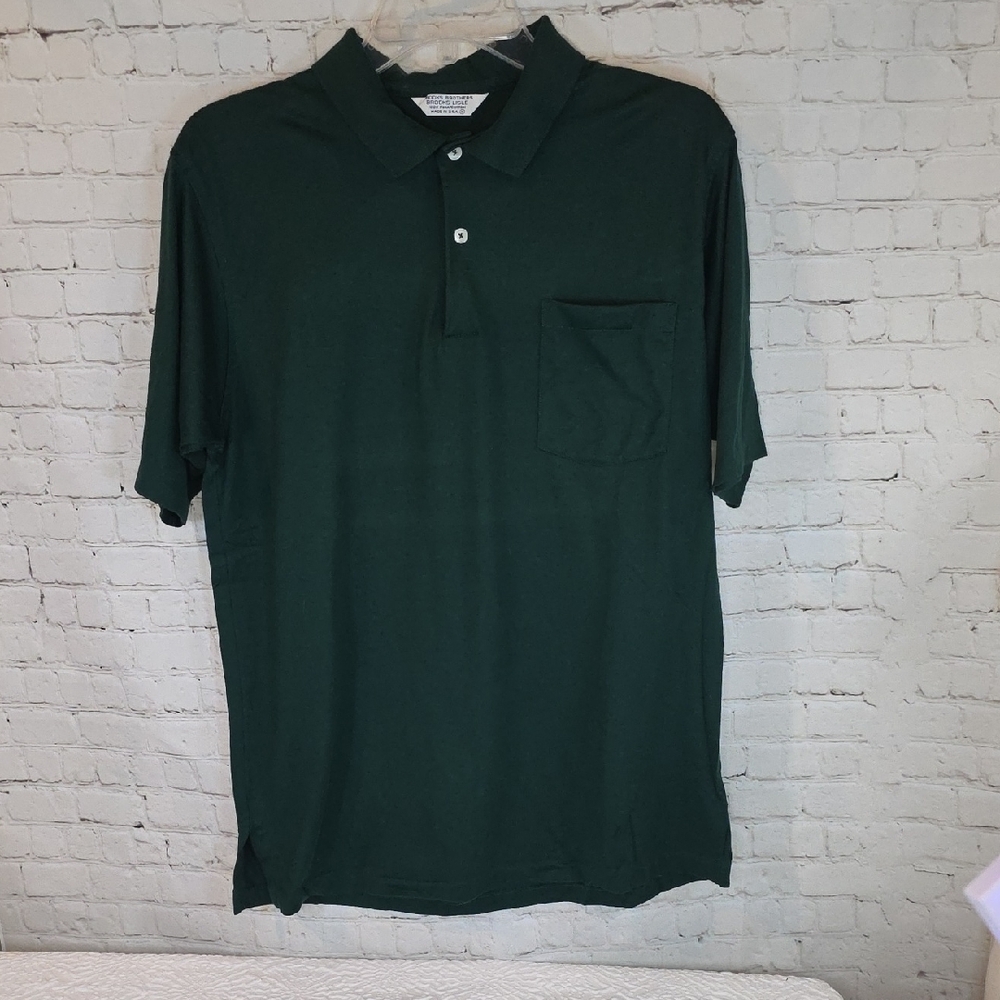 Vintage Brooks Brothers Lisle Pima‎ Cotton Polo Made in USA Green Size M